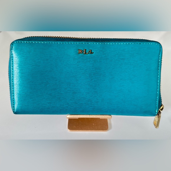 Lauren Ralph Lauren Tate Zip Around Leather Wallet Pick A Color Turquoise - Picture 1 of 9